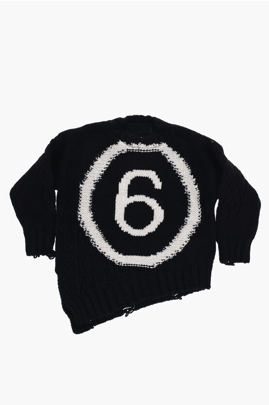 Shop Maison Margiela Mm6 Wool And Nylon Crew-neck Sweater