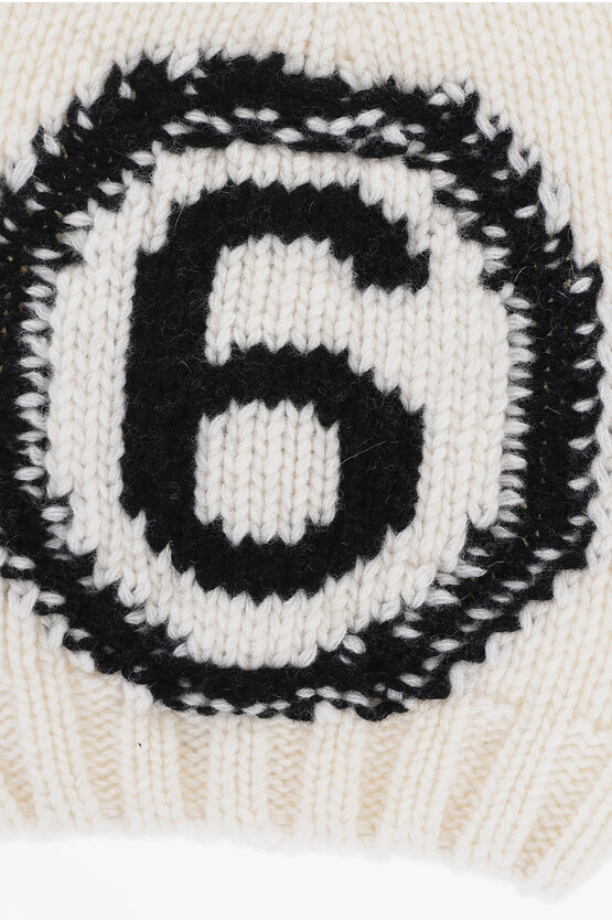 MM6 Wool Blend Beanie with Contrasting Logo