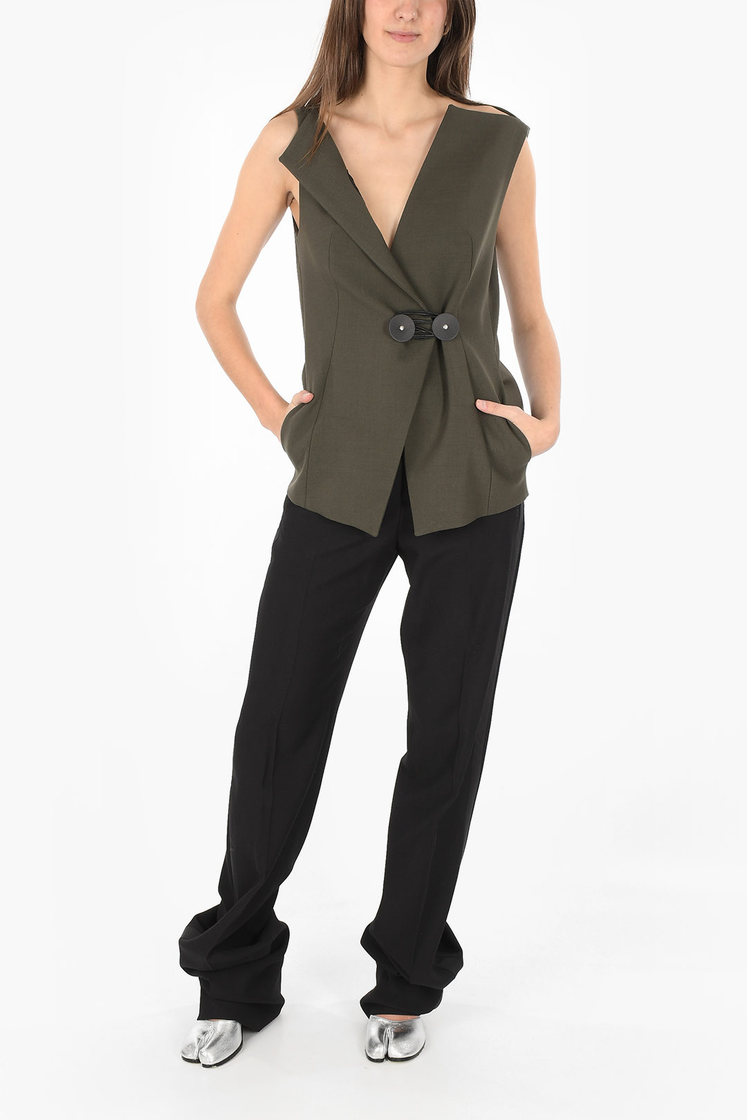 【送料&関税込】MM6 Maison Margiela Wool Blend Vest Jacket MM6 Maison Margiela Structured Padded Shoulder Vest | Saks