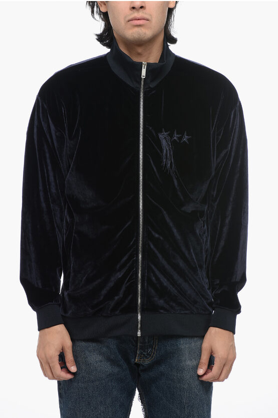 Shop Golden Goose Mock Neck Chenille Sweatshirt With Full Zip