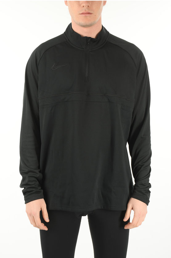 Nike Mock Neck Logo Microfleece Sweatshirt In Black