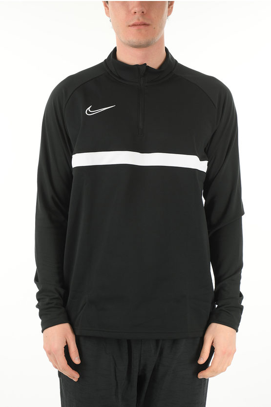 Nike Mock Neck Logo Microfleece Sweatshirt In Black