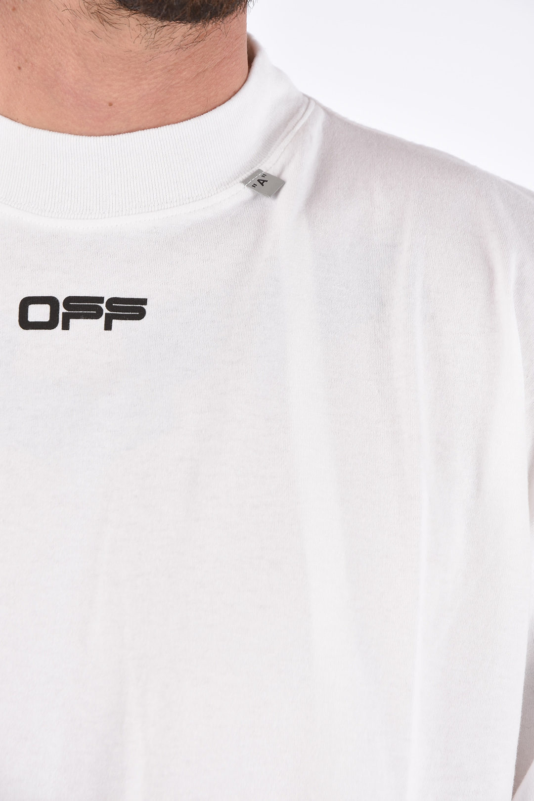 Off white mock shop neck t shirt