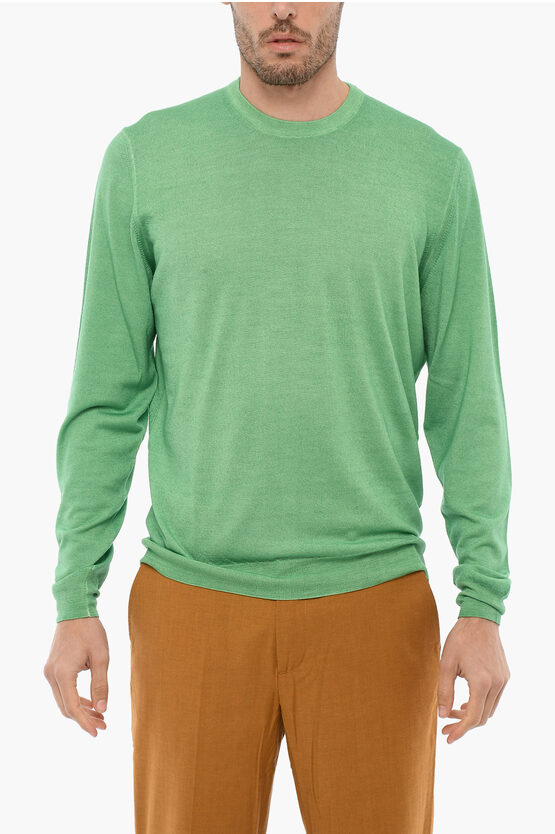 Drumohr Modern Merino Wool Crew-neck Sweater In Green