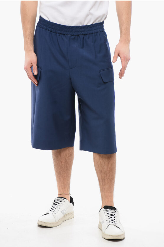 Alexander Mcqueen Mohair Blend Cargo Shorts With Elastic Waistband