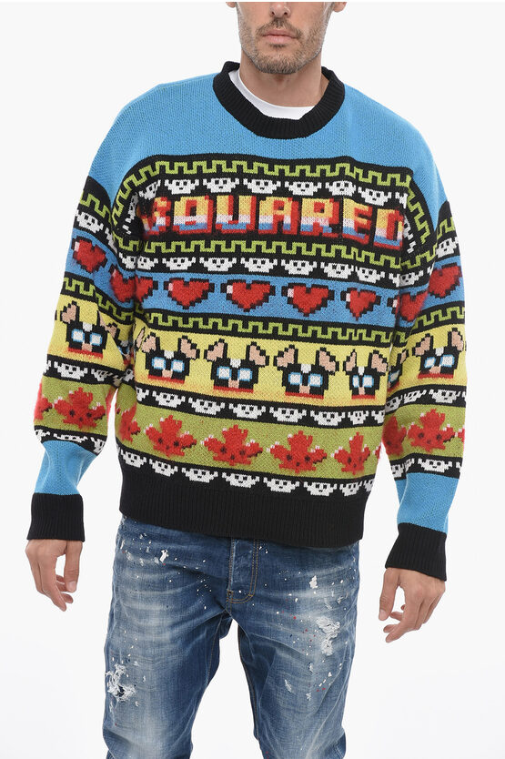 Shop Dsquared2 Mohair Blend Ciro Sweater With Graphic Embroidery