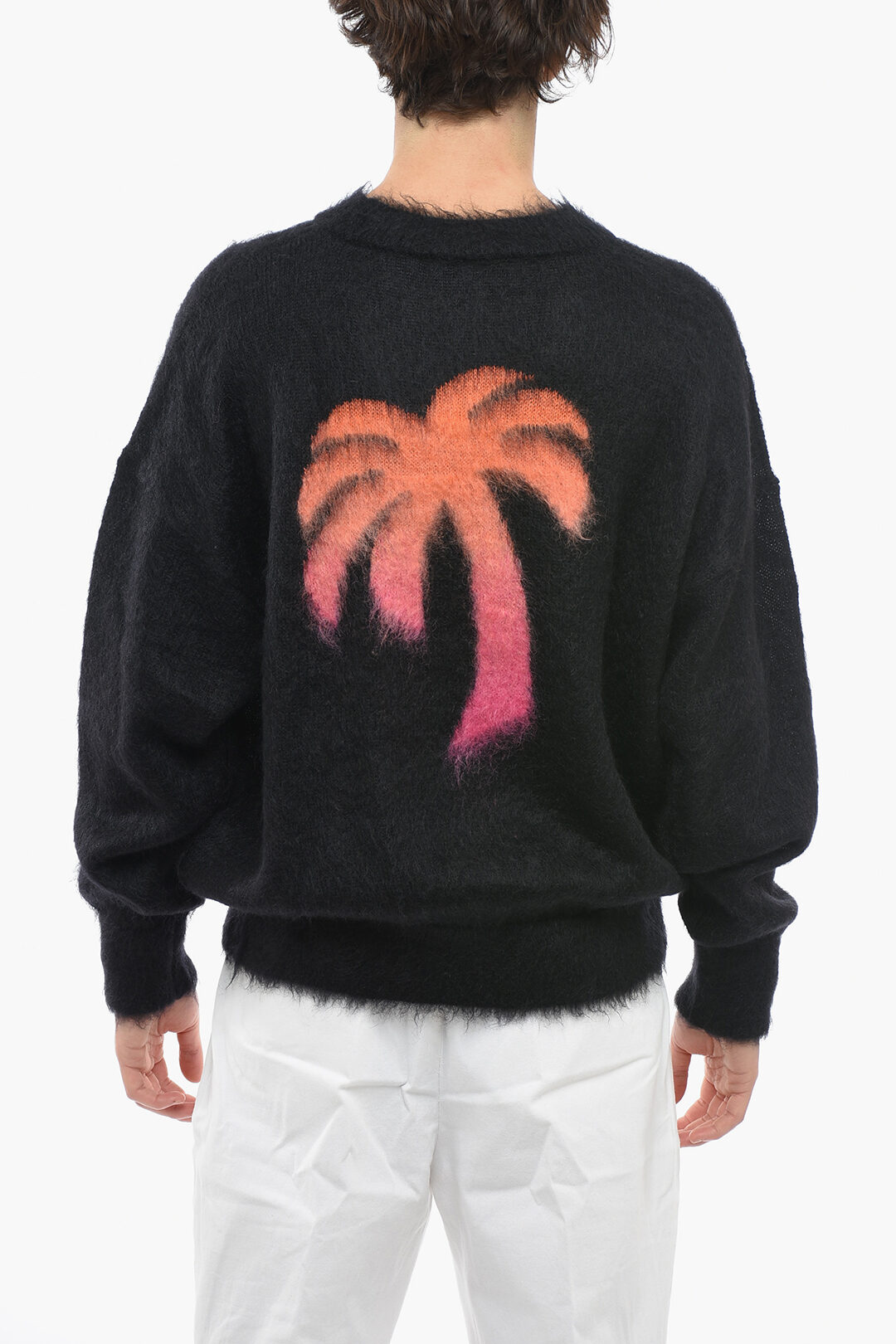 Palm Angels Mohair-blend INTARSIA Sweater with Embroidered Logo men ...