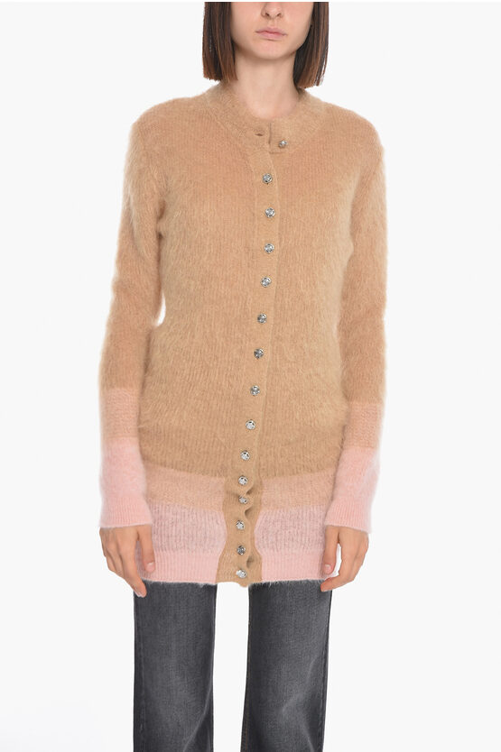 Paco Rabanne Mohair-blend Long Cardigan With Striped Detail