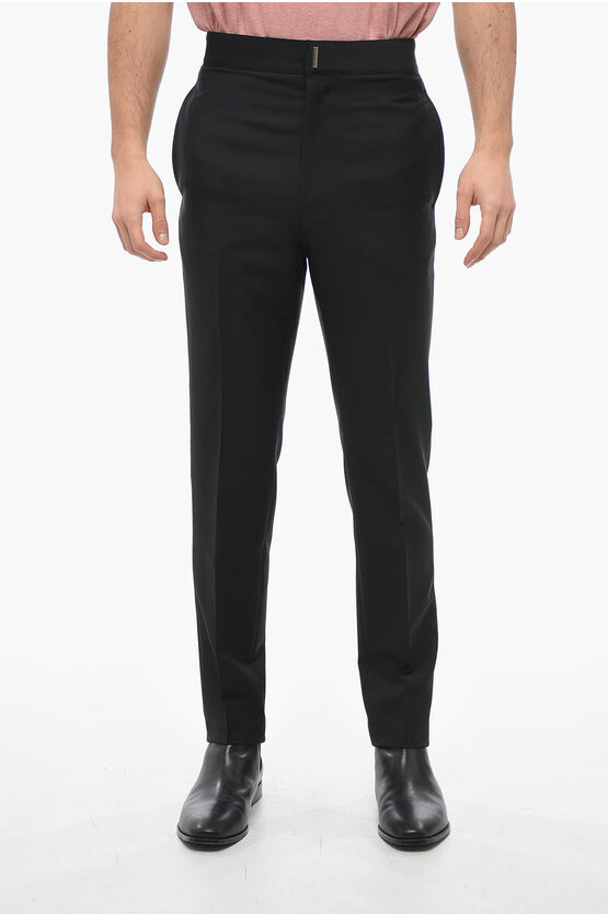 Givenchy Mohair-blend Pants With Back Elastic Waistband In Black