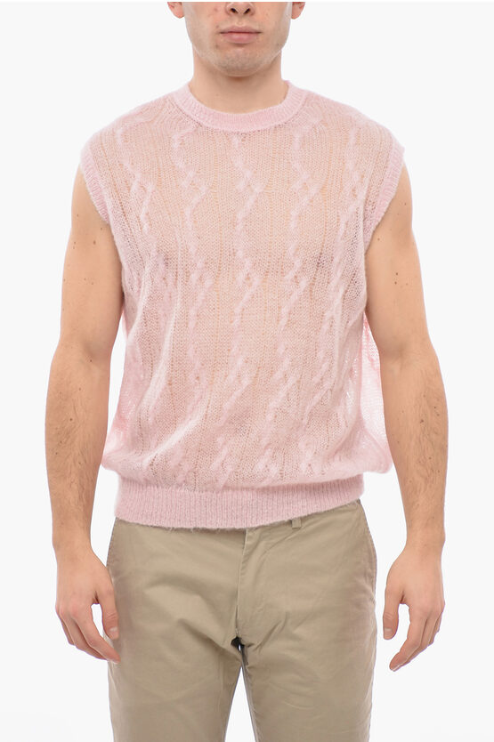 Amiri Mohair-blend Semi-sheer Vest In Pink