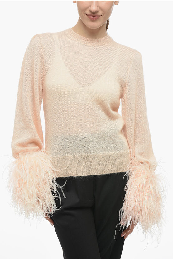 Gucci Mohair-blend Sweater With Feathers Detail In Gold