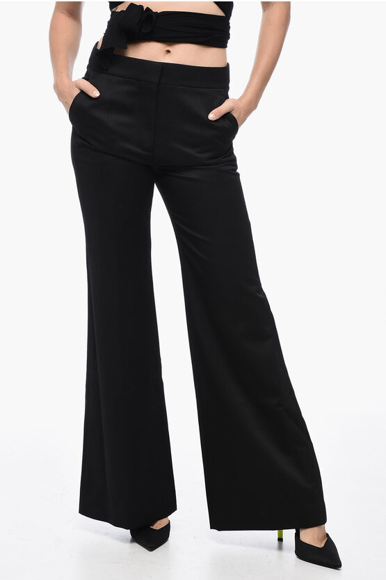 Givenchy Mohair Blend Wide Leg Pants With Concealed Closure In Black