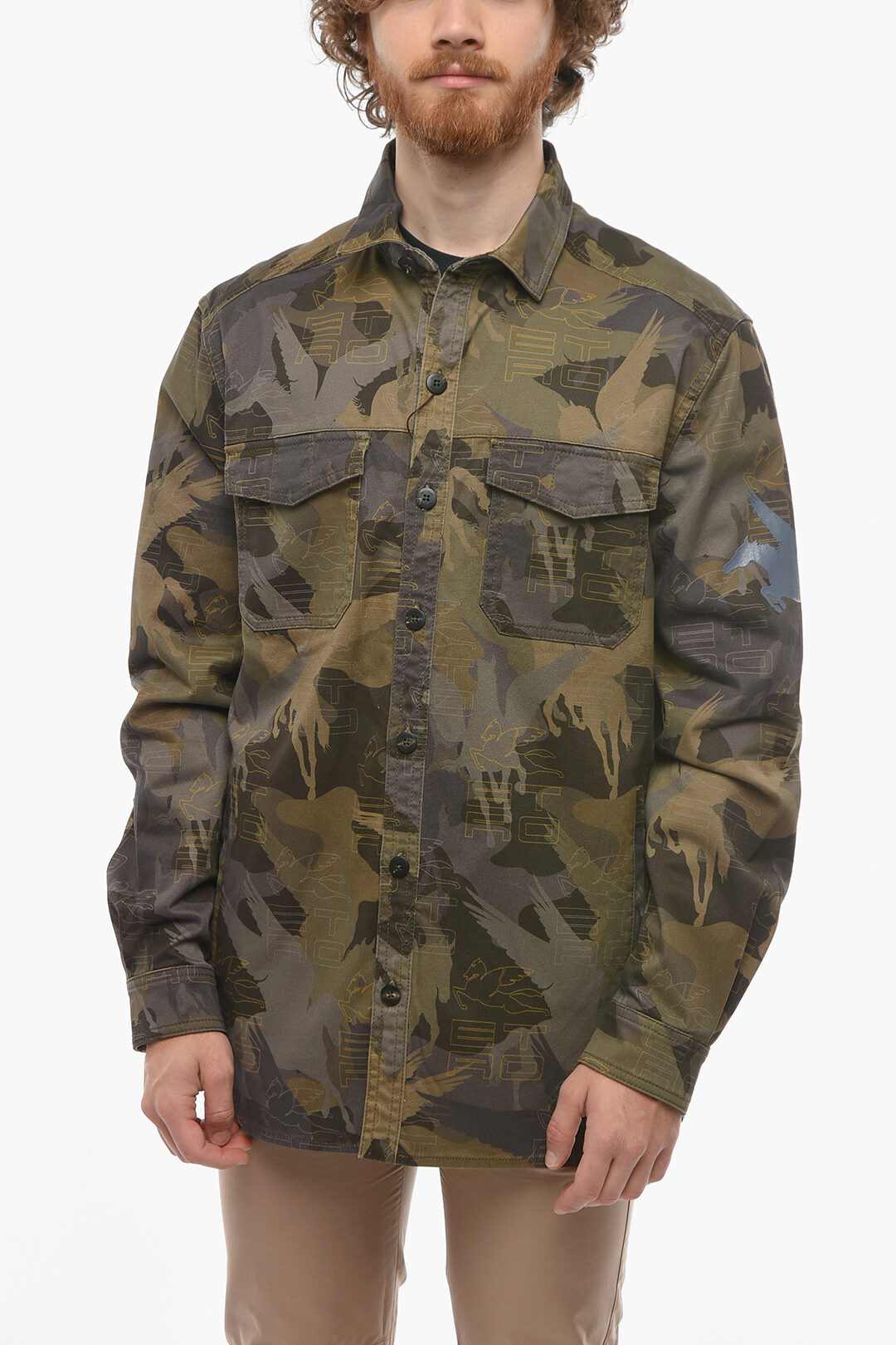 Etro Monogram Camouflage Denim Saharan Overshirt men - Glamood Outlet