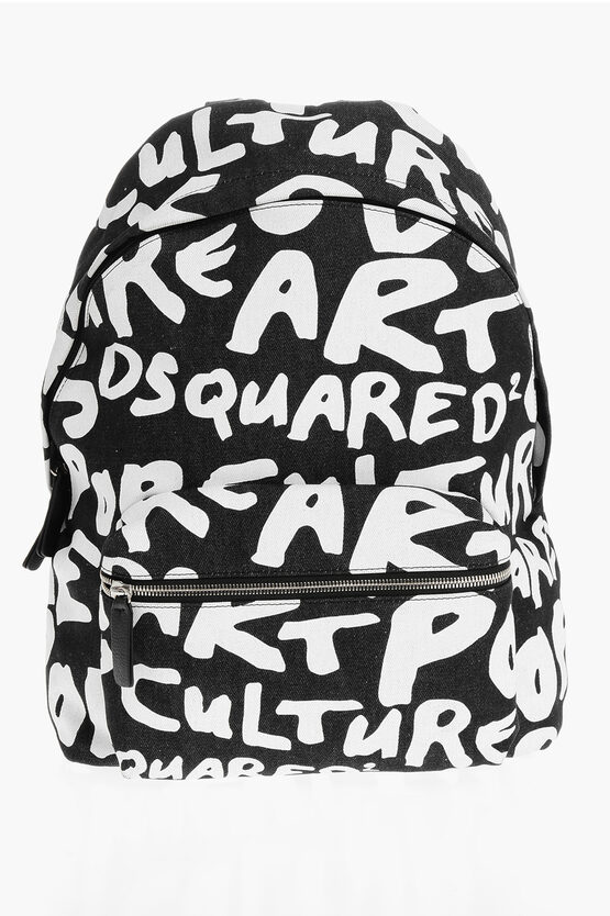 Dsquared2 Monogram Canvas Backpack With Outer Pocket