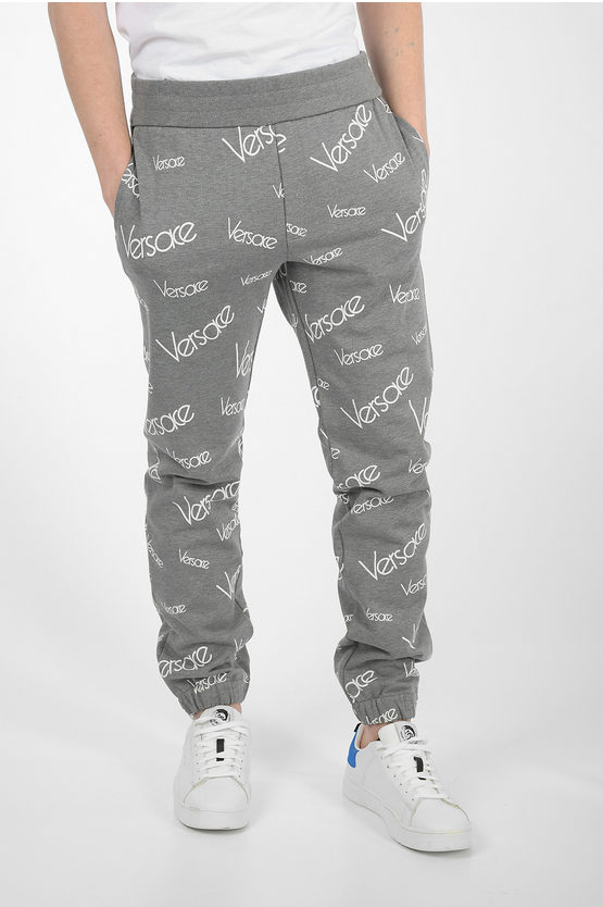 パンツ Versace Brushed Cotton Joggers With Embossed Logo Logo embroidered jogging pants | Emporium