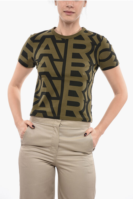 Marc Jacobs Monogram Cropped Short Sleeved T-shirt In Green