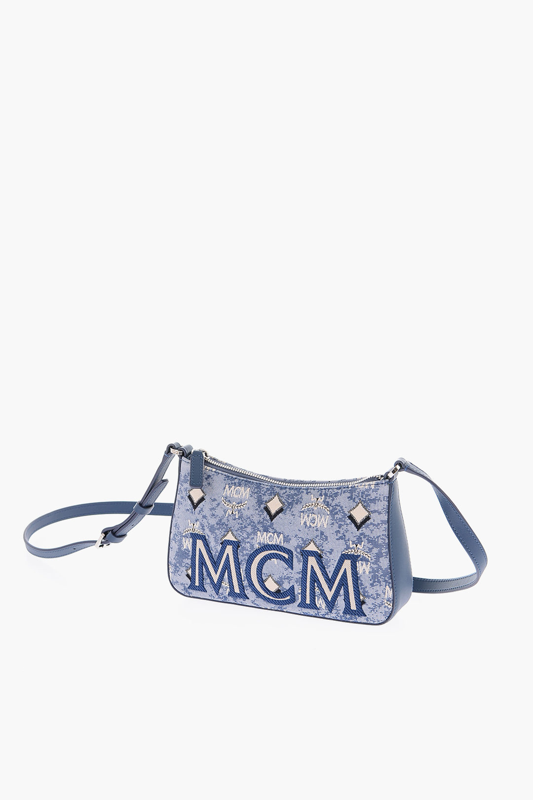 Mcm Mini Monogram Jacquard Shoulder Bag - Blue