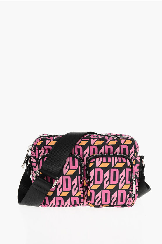 DSQUARED2 MONOGRAM NYLON CROSSBODY BAG WITH OUTER POCKETS