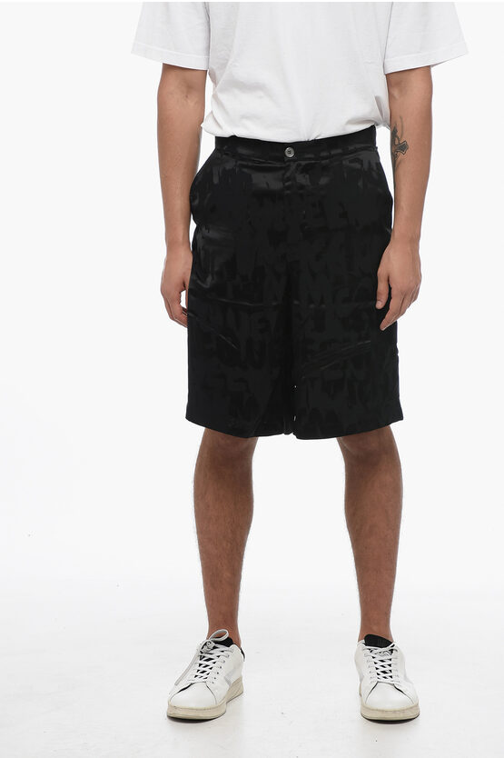 Shop Alexander Mcqueen Monogram Patterned Jacquard Satin Shorts