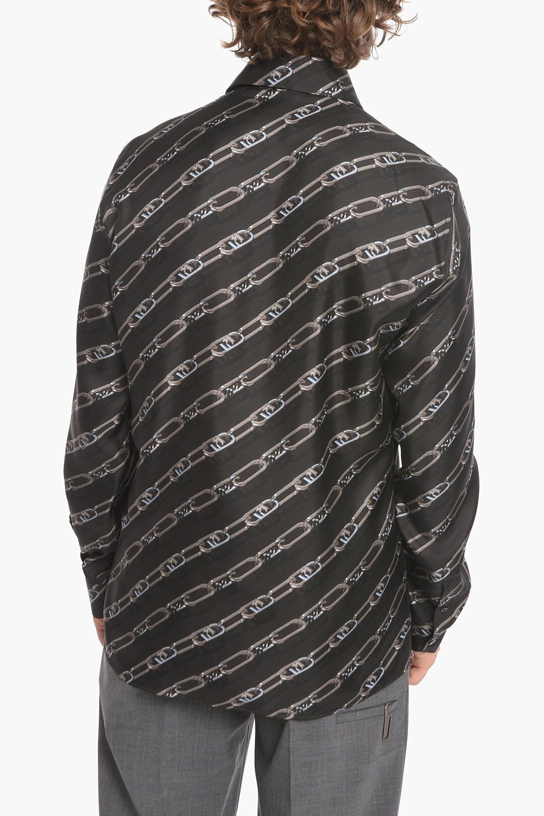 Fendi Monogram Patterned LOCK Silk Shirt men - Glamood Outlet