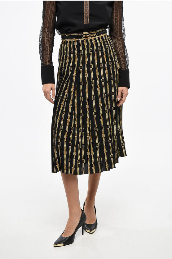 Celine Mulberry Silk Crepe Pleated Skirt In Multi