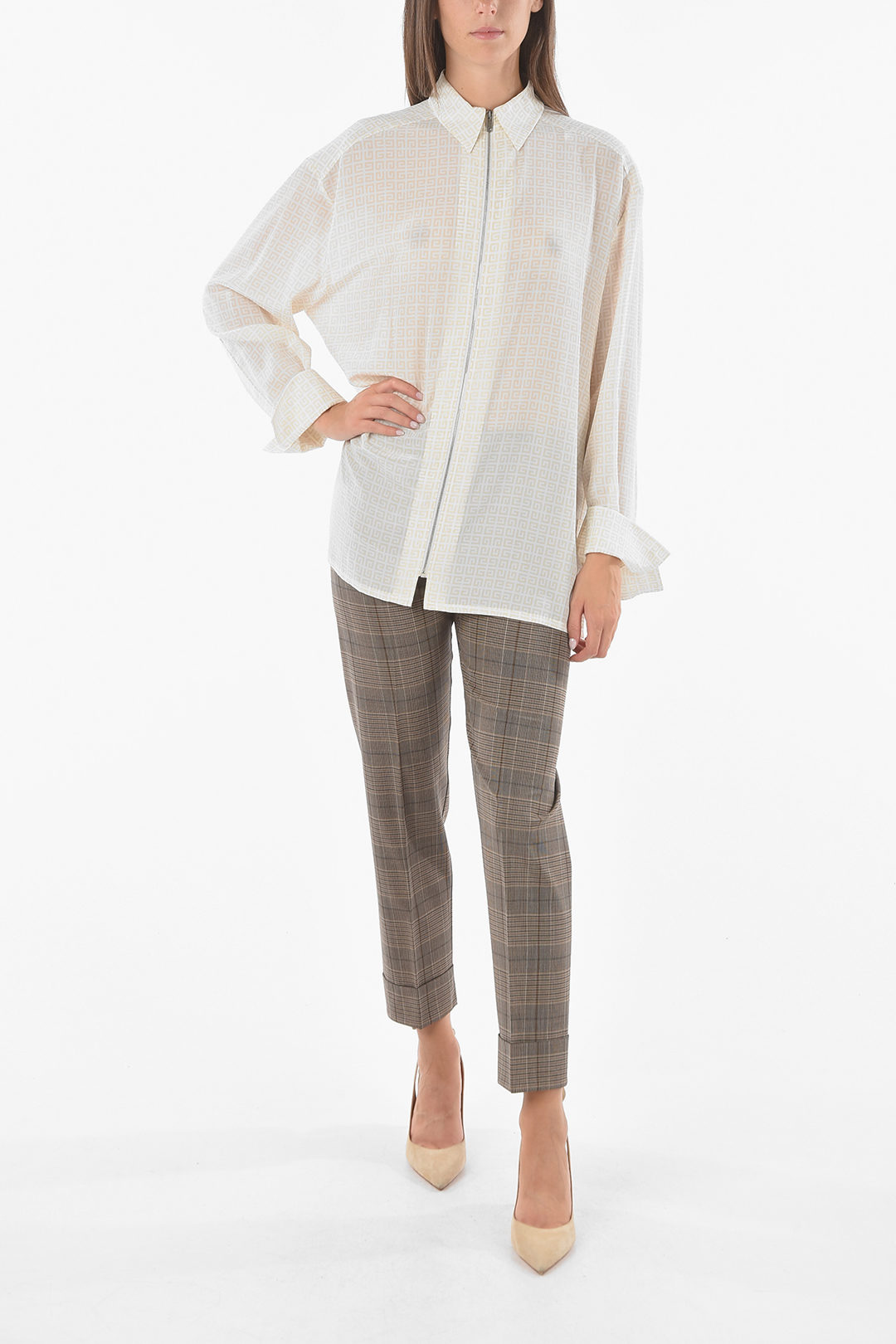 Givenchy Monogram Silk Shirt with Zip Fastening women