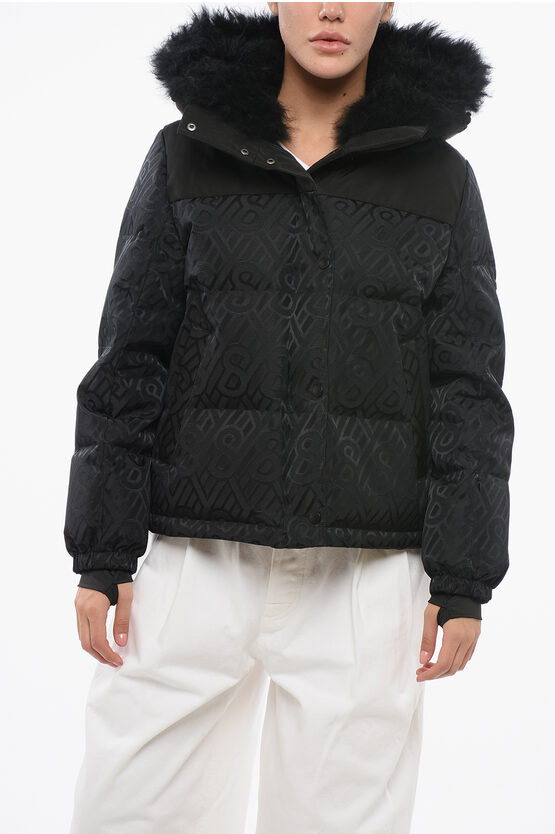Yves Salomon Monogrammed Ski Jacket With Fur