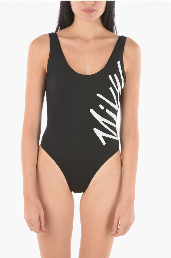 Nike Move To Zero Logo Printed One Piece Swimsuit In Black