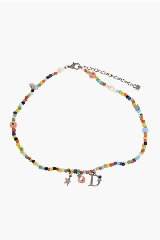 DSQUARED2 MULTICOLOR BEADED NECKLACE WITH CHARMS
