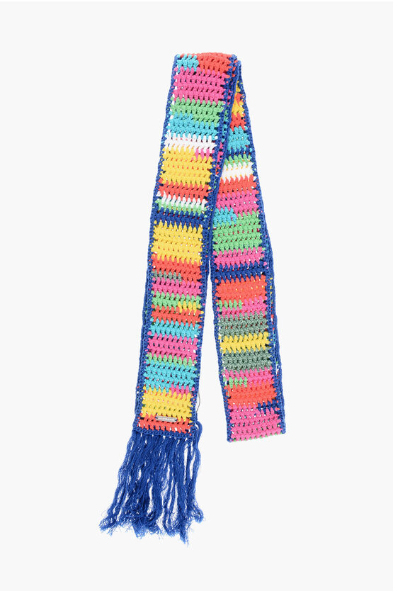 Dsquared2 Multicolor Fringed Crochet Scarf