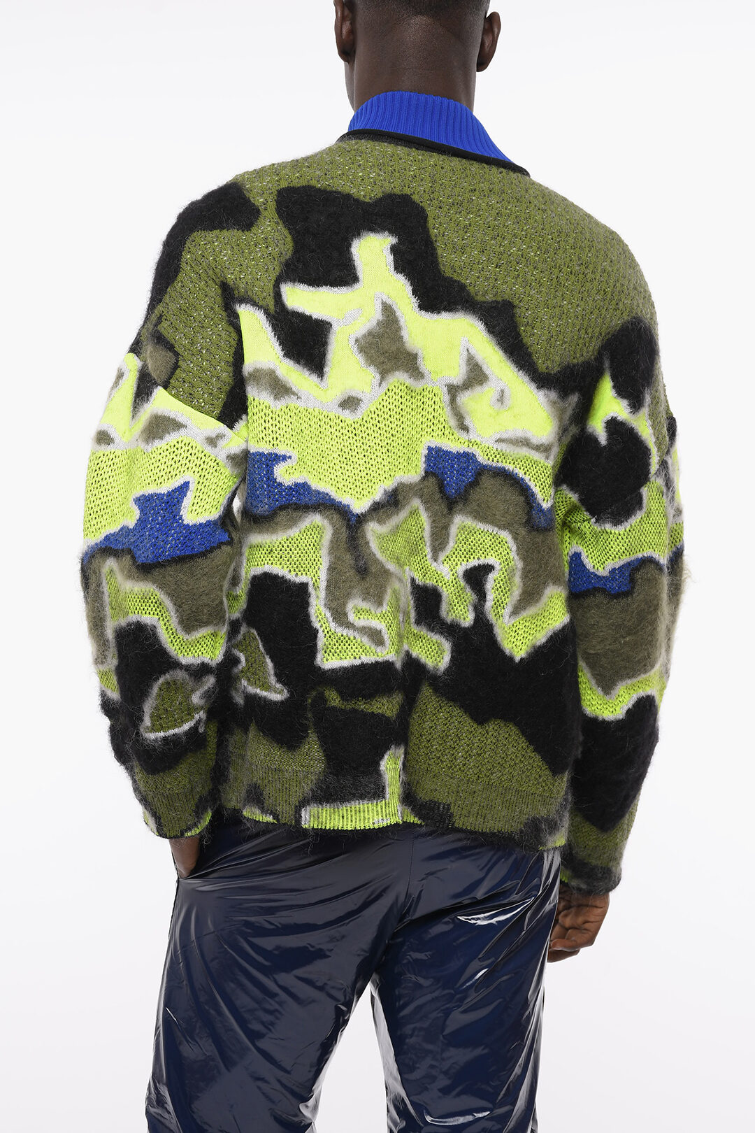 Loewe Multicolor Mohair Blend Cardigan With Fluorescent Details