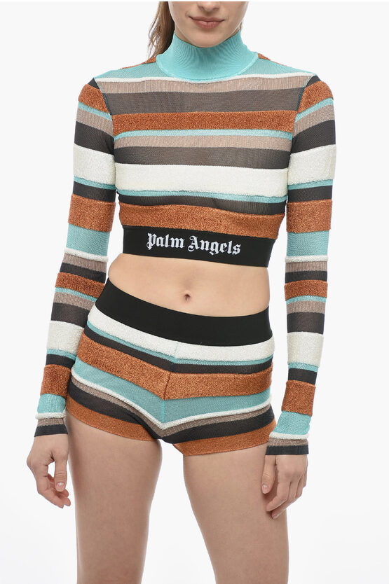 Palm Angels Multicolor Striped Lurex Turtleneck Sweater
