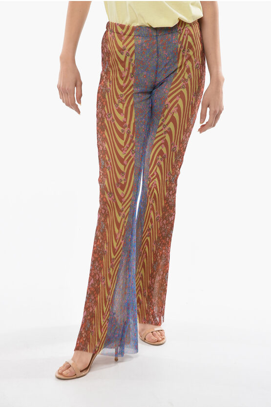 Philosophy Di Lorenzo Serafini Multipatterned Ribbed Fabric Bootcut Trousers In Brown