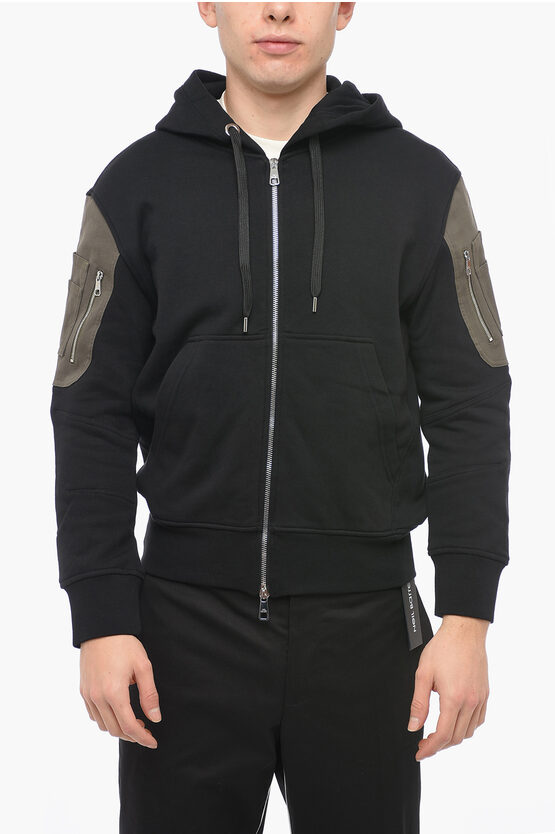 Neil Barrett Multipocket Hoodie Sweatshirt With Zipped Closure In Black