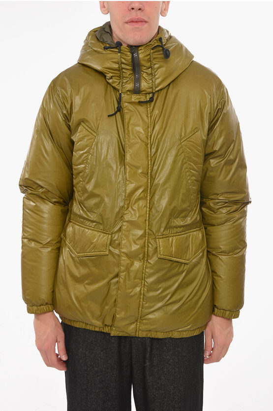 Woolrich Multipocket Puffer Jacket With Hood In Green
