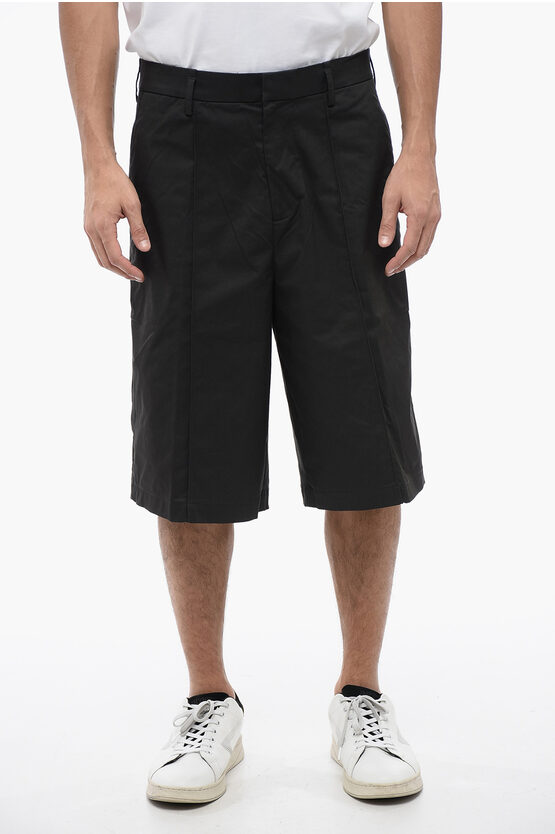 Shop Neil Barrett Multipocketed Cotton Blend Shorts With Belt Loops