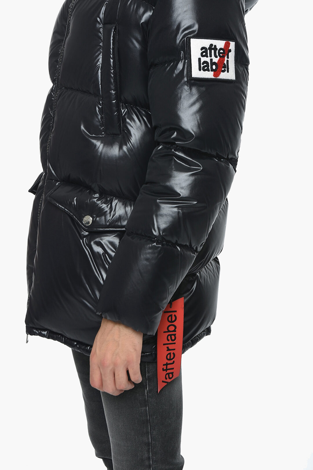 After Label Multipocketed Nylon Puffer Jacket With Removable Hood Men ...