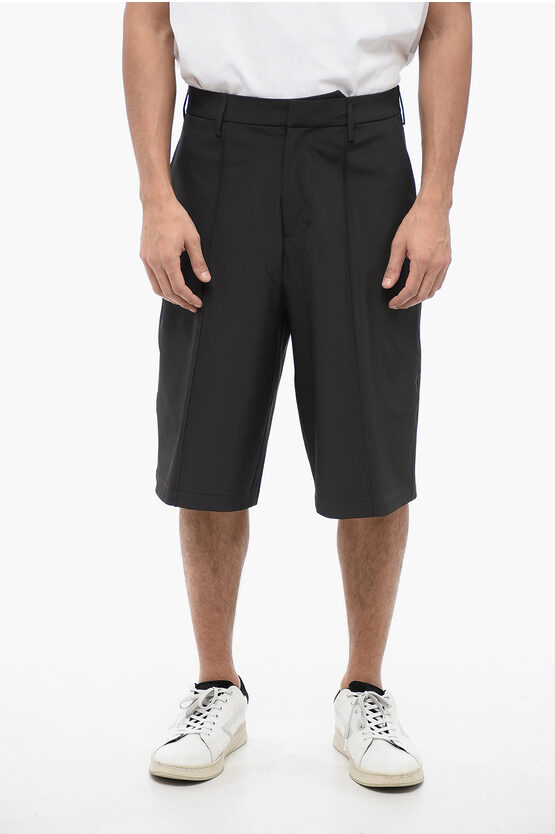 Shop Neil Barrett Multipocketed Straight Leg Stretch Nylon Shorts