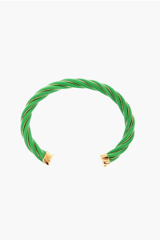 Bottega Veneta Nappa Rigid Bracelet In Green