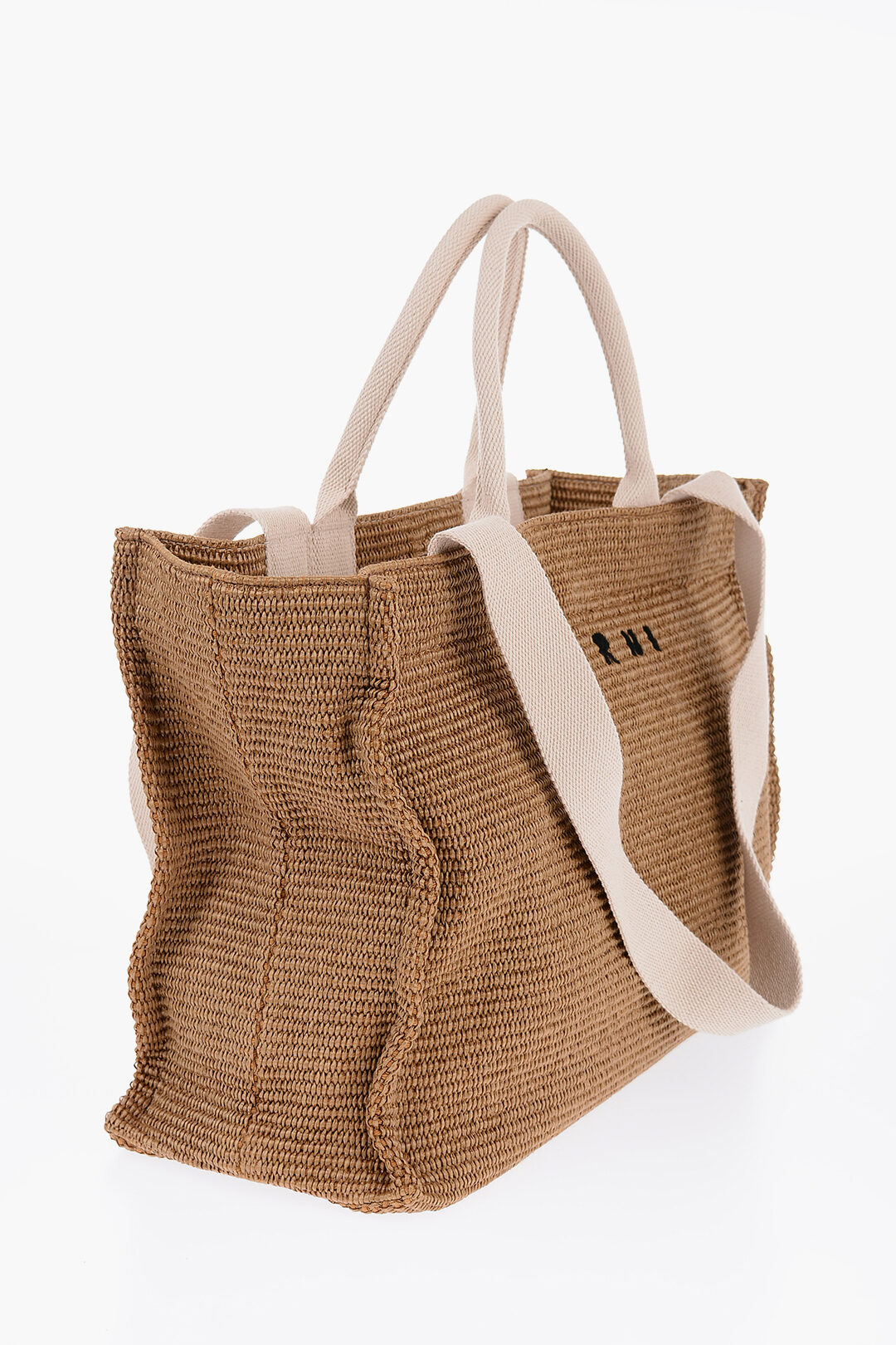 Marni Natural Raffia Effect Fabric Oversized Tote Bag women