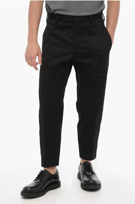 Shop Neil Barrett Stretch Cotton Tom Pants With Ankle Zip