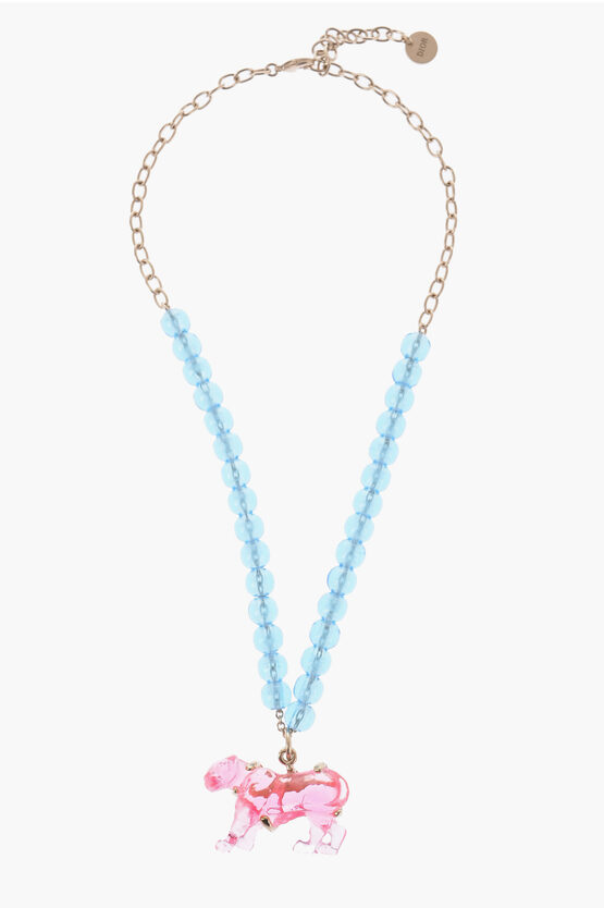Shop Dior Necklace With Plexiglass Beads And Colored Charm