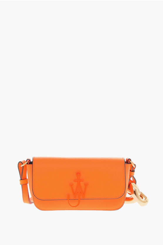Jw Anderson Neon-leather Chain Anchor Baguette Bag In Orange