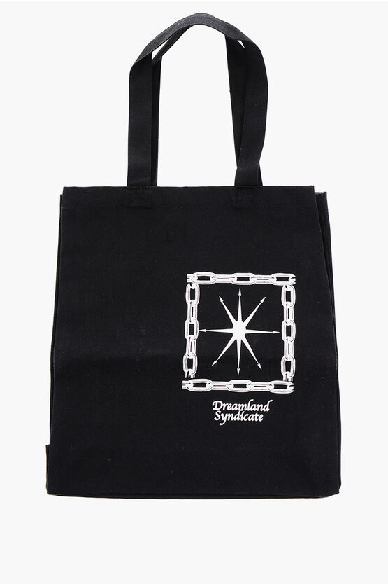 Dreamland Syndicate Neon Printed Canvas Tote Bag In Black