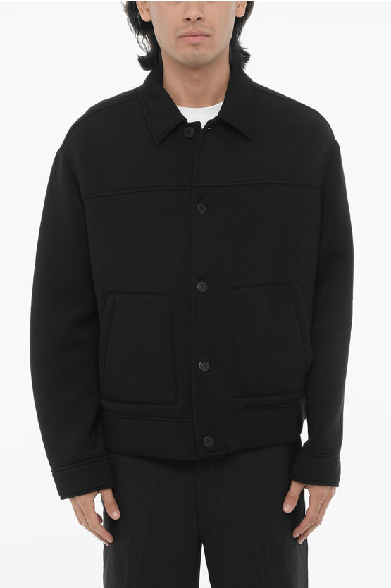 Neil Barrett Neoprene Boxy Fit Jean Jacket In Black