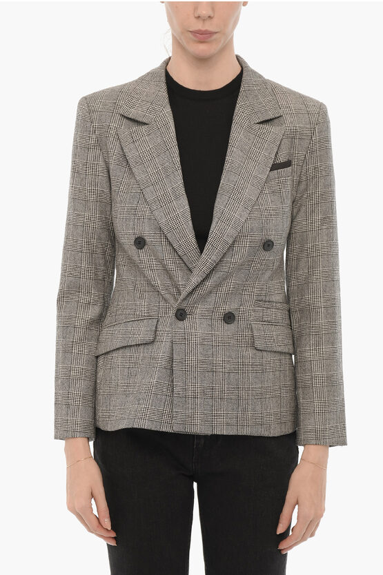 ALLSAINTS NEWLIFE&WOOL DISTRICK CHECKED DOUBLE BREATED BLAZER 