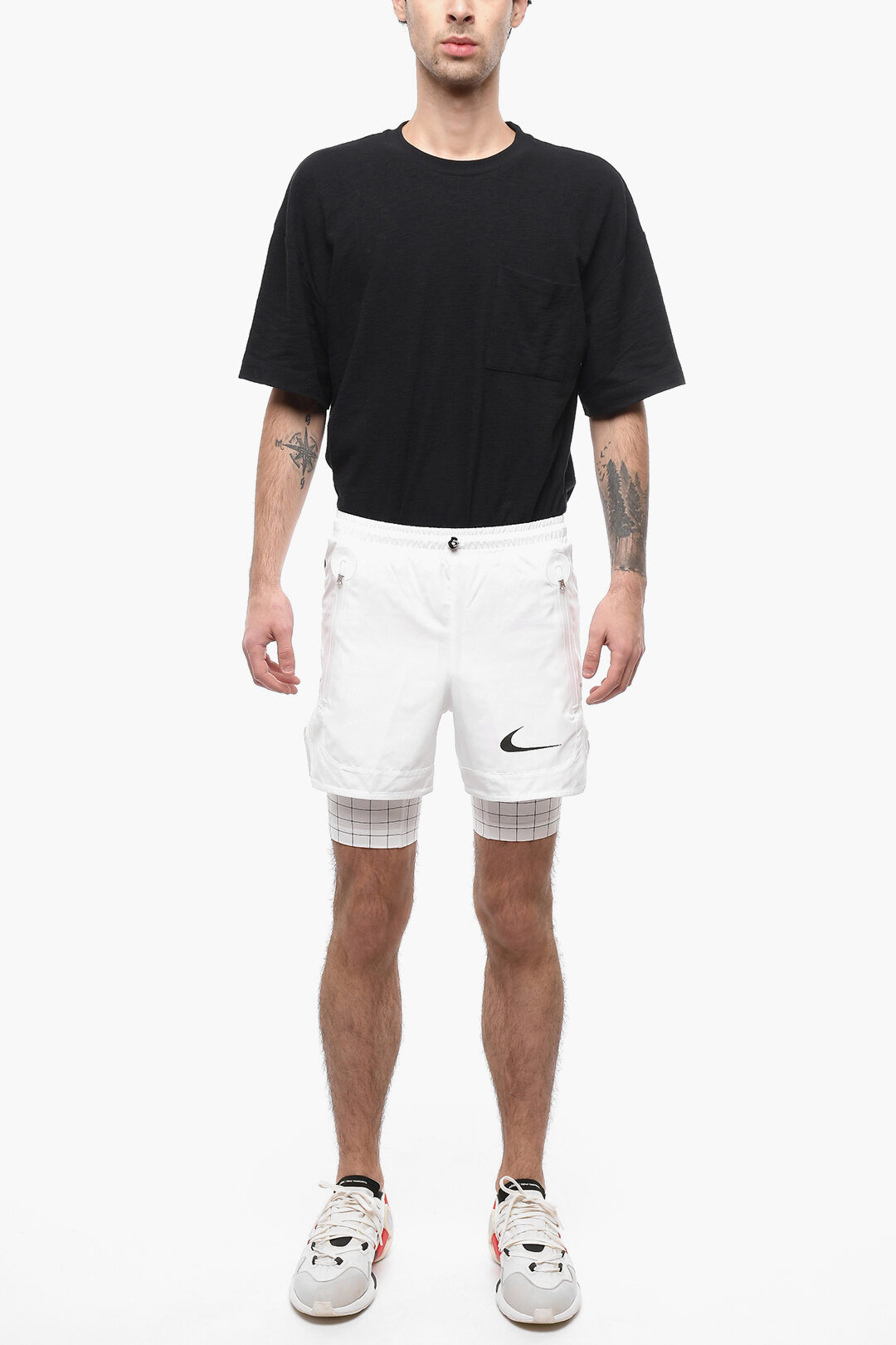 NIKE X OFF-WHITE Double-layered Shorts with Elastic Waistband