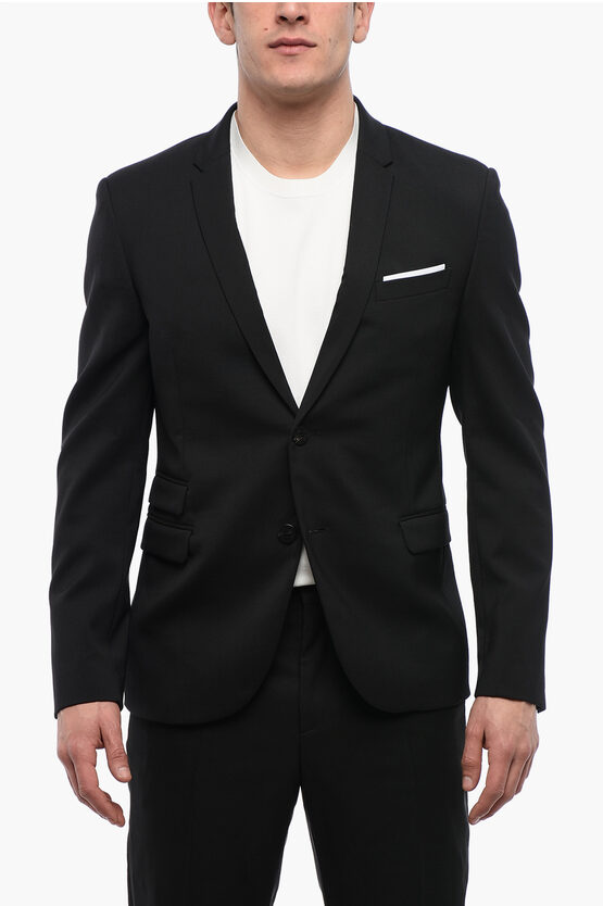 Neil Barrett Men's Peak Lapel Formal Two Piece Suit Black