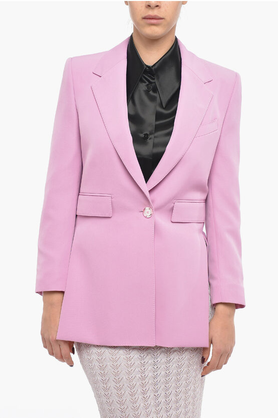 Dolce & Gabbana Notch Lapel Polyester Blazer With Chest Pocket And Flap Pock In Pink