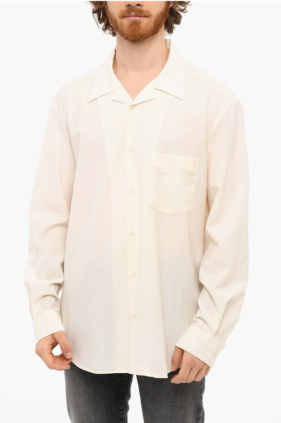 Diesel Notched Collar S-wooly Long Sleeved Shirt In White
